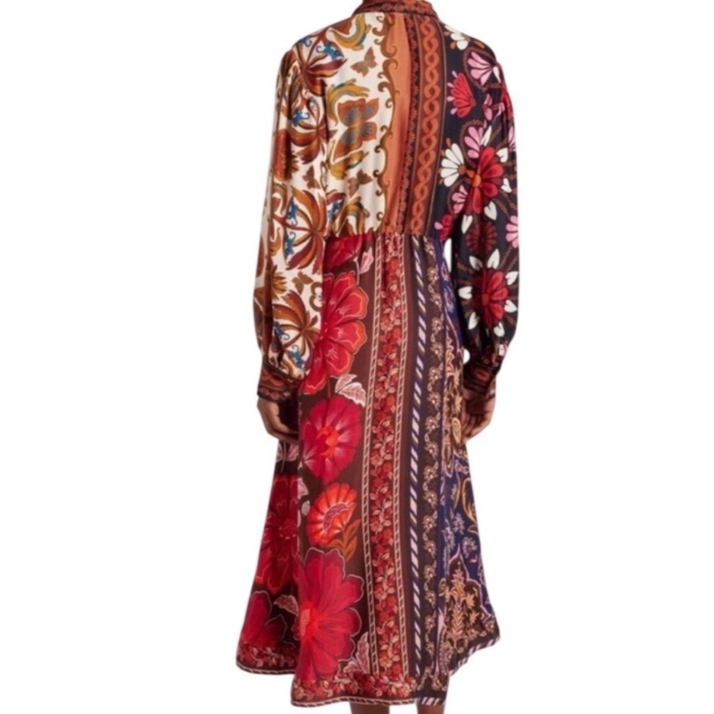 FARM Rio Miranda Mix Multicolor‎ Chemise Midi Dress Midi Tie Waist Sz XS Boho - Picture 2 of 6